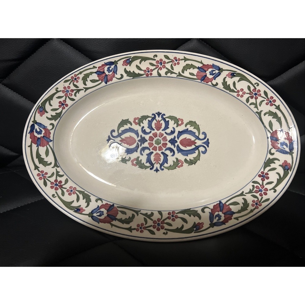 Antique Villeroy & Boch Dresden Saxony Persia Red & Blue Floral 13" x 9" Platter